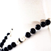 FBT - Black and White Glass Pearls Beaded Necklace - FashionByTeresa